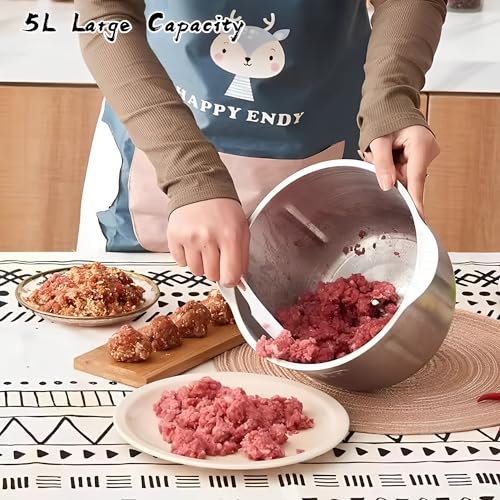 Beauenty 5L Electric Food Chopper,500W Stainless Steel Meat Grinder Electric,5-Speed Mode,Multi-Function Food Processor for Dough Stirring,Onion,Meat,Fruits, Garlic,Vegetables,Baby Food