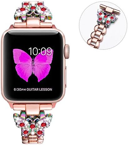 SaNgaiMEi Compatible with Apple Watch Band 38mm 40mm 41mm 42mm 44mm 45mm Bling Iwatch Band women Stainless Steel Wristband Replacement for Apple Watch Series 7/6/5/4/3/2/1/SE