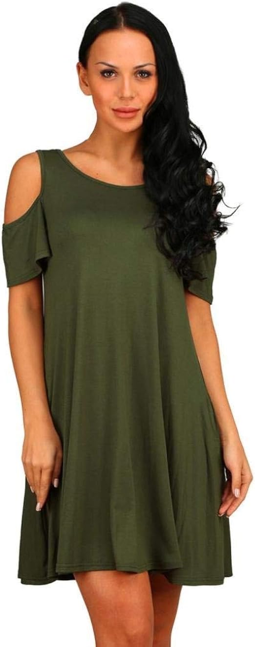 Damen Kleider Frauen Sommer Lose Solide Off Shoulder ...