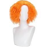 TSNOMORE Unisex Short Orange Cosplay Wig Curly Short Men Halloween Costume Party Cosplay Wig