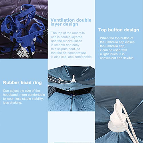 Hunter's Tail UV Umbrella Hat, with Umbrella Fishing Gardening Double Folded Umbrella Double Canopy Rubber Circle 77cm - Thumbnail 5