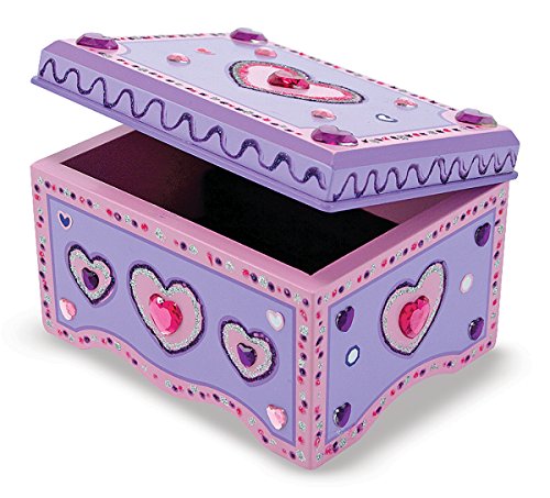 Melissa & Doug Decorate-Your-Own Wooden Jewelry Box With Sparkling Gems and Stickers