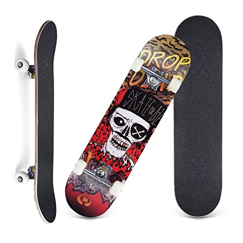 Karriw Skateboard 31 Inch Complete Standard Skateboard 8 Layer Maple Skateboard Deck with Sports Outdoors Durable Skate Board for Kids Beginners (Pirate B) - Thumbnail 3