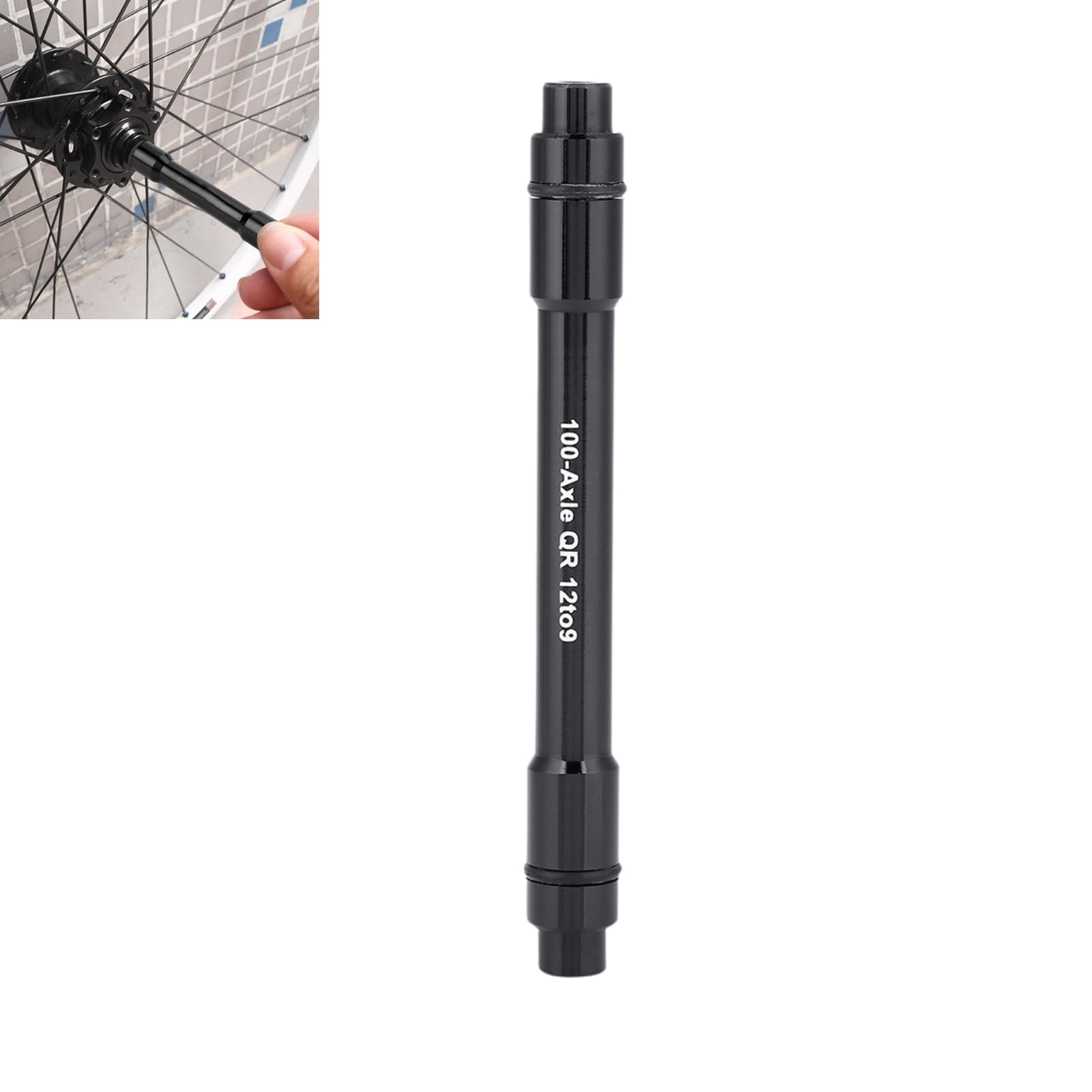 BOROCO Thru Axle Hub Adapter,2 Colors Bicycle Bike Hub Adapter,Lightweight Aluminium Alloy 12mm to 9mm Quick Release Skewer Adapter Converter for Mountain Bike(Black)