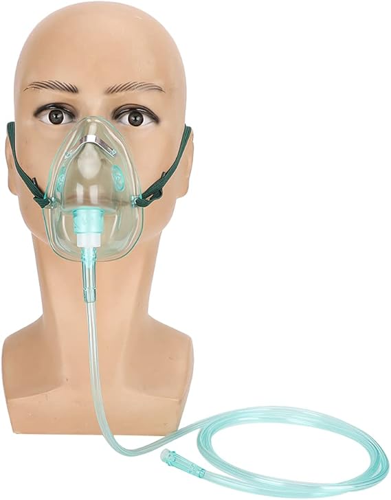 2pcs Elongated Disposable Oxygen Mask with Tube & Ear Elastics Safety Face Shield Inhalation Face Cover for Oxygen Generator Adults Kids