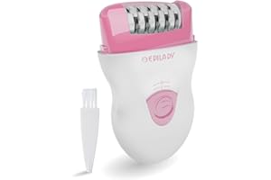 Epilady Speed Corded Epilator for Women, Compact Hair-Removal Device for Legs, Underarms, and Bikini Area, 2 Setting Options, Includes Angled-Trimming Guide, Cord, and Cleaning Brush, Dark Pink