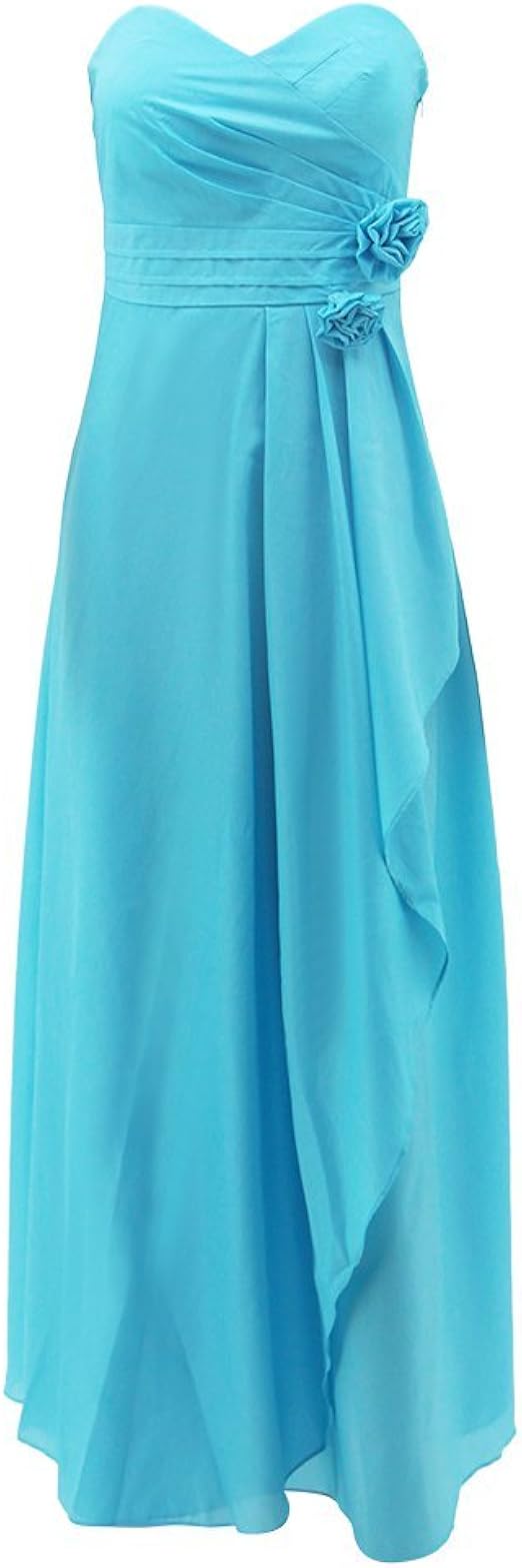 AINEWAY Evening Formal Dress Strapless Full Length Flower Dresses Light