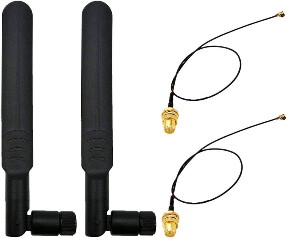 WayinTop 2X 8dBi WiFi Antenna Dual Band RP-SMA + 20cm IPEX Pigtail Cable Kit