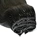 S-noilite Clip in Hair Extensions Real Human Hair Jet Black Human Hair Extensions Clip Ins 18 Inch 8pcs 140g Straight Real Hair Extensions Clip in Human Hair Double Weft #1