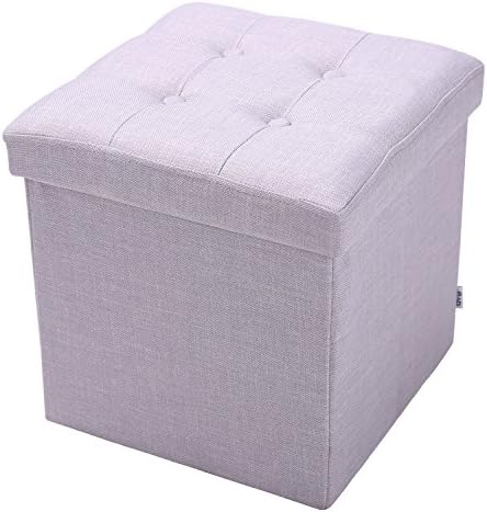 Ottoman Cube Gray Color Square Bench for Toy Storage,15''x15''x15'',QVB Gray Color