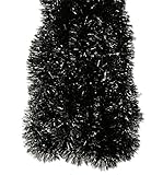 Fix Find Elegant Hanging Halloween Decor/Holiday Decorations Tinsel Garland 2.25-inches Thick x 15-feet - Black