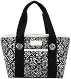 Sachi 11-161 Insulated Fashion Lunch Tote, Black and White Damask