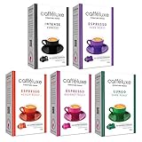 Caffeluxe Nespresso OriginalLine Compatible Espresso Capsules - Signature Collection (Gourmet, Medium, Dark, Lungo, Intense), 50 count ($.44 per capsule)