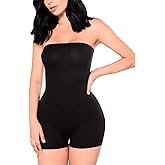 Women Sexy Strapless Bodycon Short Bodysuit Playsuit Strapless Tube Top Romper One Piece Solid Color Jumpsuit Pants Outfit