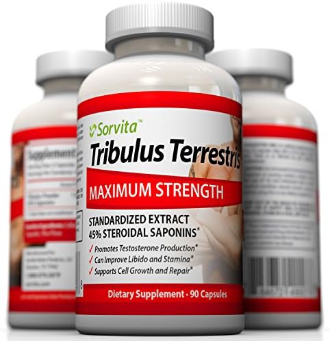 Sorvita Tribulus Terrestris Extract 1300mg - 45% Steroidal Saponins - Maximum Strength Premium Testosterone Booster Supplement - 90 Capsules