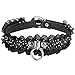 Cupimatch Adjustable Black Gothic Leather Choker, Vintage Dot Lace Ring Collar Necklace for Women (lace) for Mothers Day
