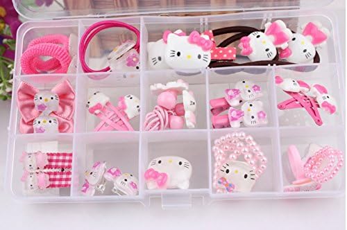 NiceGo Pink Hair Bows Clips for Girls – Hello Kitty Ribbon Boutique Kids Hair Accessories For Babies Teens Kids Toddlers & Newborn - Hairpin Bow Tie Pinwheel Barrettes, 15 Pieces in a Box