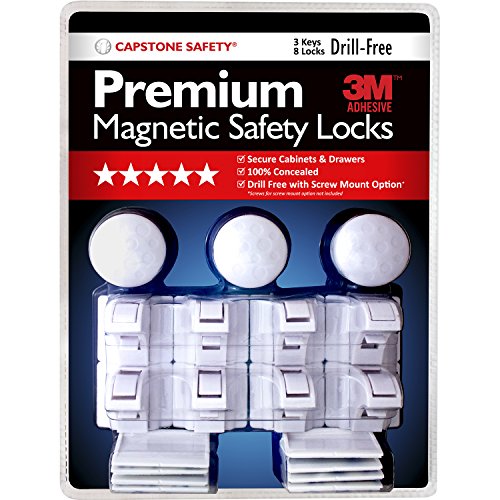 Premium Drill-Free Magnetic Safety Cabinet & Drawer Locks with 3M Adhesive - 8 Locks & 3 Keys