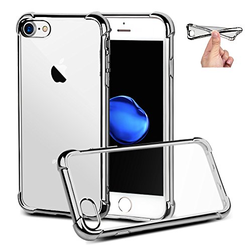 Transparent Electroplating Shockproof Case For iphone 7 Plus (Silver)