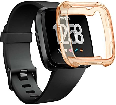 For Fitbit Versa Cover Case, FilmHoo Soft TPU Accessory Protective Case Frame Cover Shell for Fitbit Versa SmartWatch(Crystal Orange)