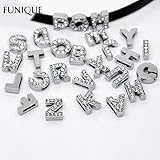 Calvas Letter Beads 26PCs Mixed A-Z Rhinestones Alphabet Beads for DIY Women Men Bracelets &Necklace Jewelry 12x5mm-13x12mm