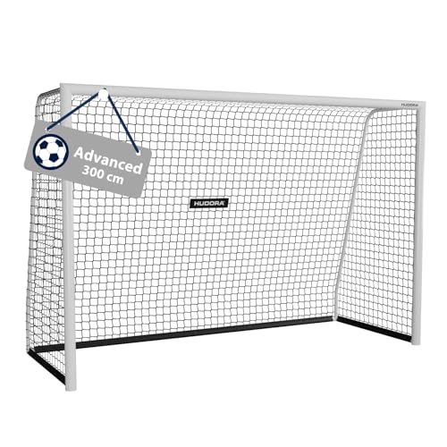 Hudora Football Goal Advanced 120/180/240/300cm I Kids/Adults I Weatherproof & Stable Soccer Training Goal with Close-Mesh Net