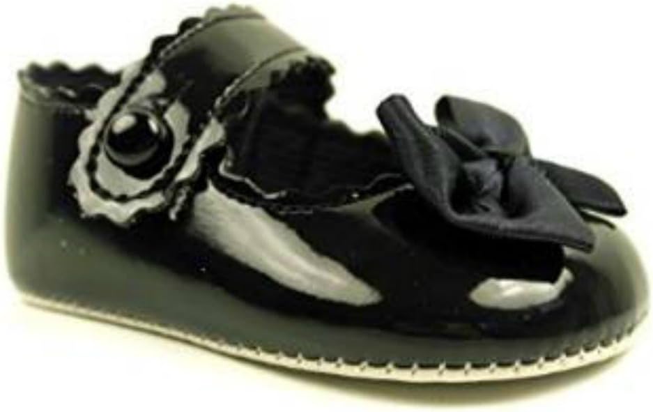 BNIB baby girls Baypod first pram shoes in pink-black - red or white 4 sizes (0-3 months EU size 16, Black)