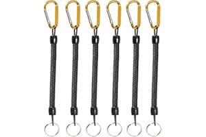 FANGBLUE 6Pcs Fishing Lanyards with Carabiner Boating Ropes Retention Ropes Holder Pliers Lip Bass Fishing Tackle for Safe Keeping Fishing Rod