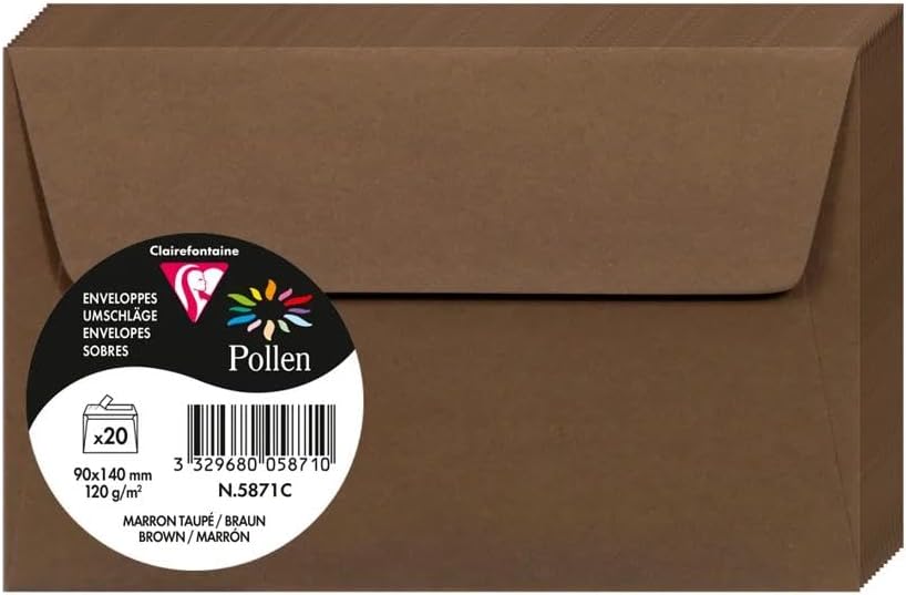 Clairefontaine Pollen 9x14cm Self-Adhesive Envelopes Pack of 20 120 g/m²