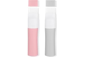 BUNROD 2 Pack Silicone Root Comb Applicator Bottle with Lid Oil Applicator for Hair Dye Bottles with Graduated Scale(Pink and Grey)
