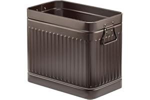 mDesign Decorative Retro Vintage Farmhouse Rectangle Metal Small Trash Can Wastebasket, Garbage Container Bin with Handles for Bathrooms, Powder Rooms, Kitchens - Oscar Collection, Bronze