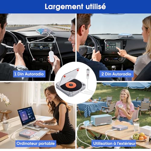 External CD Player for Car, MP3 and WAV Compatible, Playback without Jumping and Smooth