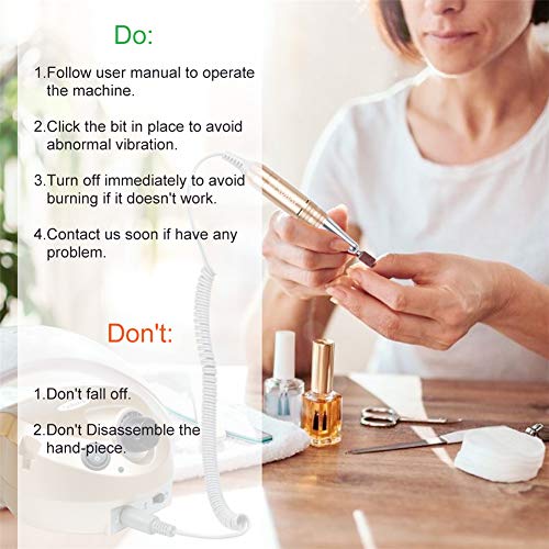 30000RPM Electric Nail File Drill Machine Upgraded Manicure Pedicure Kit with Foot Pedal for Acrylic Nails,Gel Nail,300 Piece Sanding Bands and Nail Drill Bits Accessories - Thumbnail 5