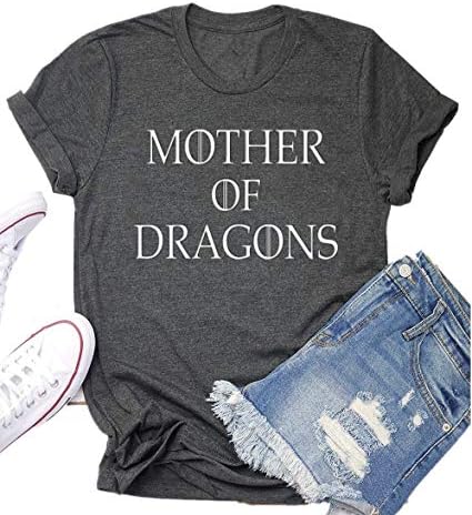 AEURPLTMother of Dragons T Shirt Women Teen Girls Cute Graphic Tees Summer Short Sleeve Casual