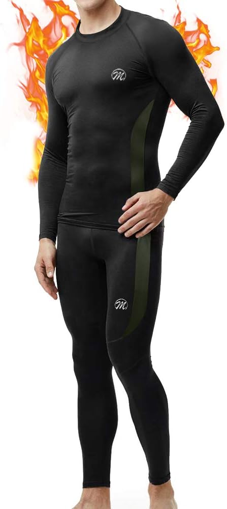 MEETWEE Men’s Thermal Underwear Set, Compression Base Layer Long Johns Long Sleeve Top Shirt Suit for Winter Workout