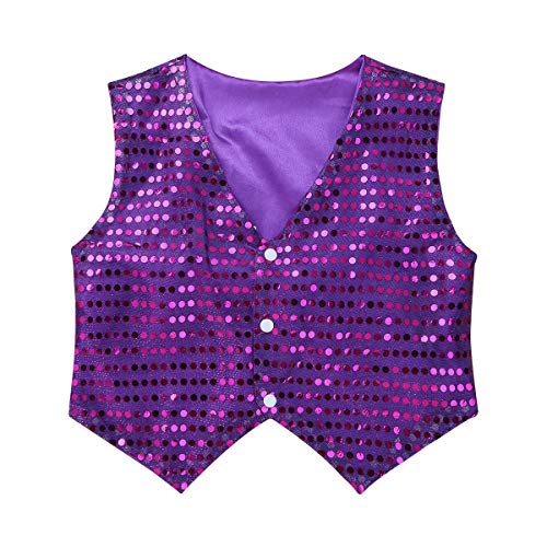 MSemis Kids Boys Shiny Party Costume Vests Sequins Waistcoat for
