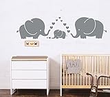 LUCKKYY Cute Three Family Elephant Wall Decals for Kid Room Room Decor Baby Nursery (Gray)