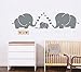 LUCKKYY Cute Three Family Elephant Wall Decals for Kid Room Room Decor Baby Nursery (Gray)