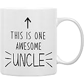 QASHWEY This is One Awesome Uncle Coffee Mugs Mug, Uncle Father's Day Birthday Gifts from Niece Nephew, UncleAppreciation Gifts Double Side Printed Ceramic Mug Cup 11 Ounce