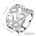 NYKKOLA Beautiful 925 Jewelry Austrian Crystal Hollow Heart Sweet Love Silver Ring Band(O)