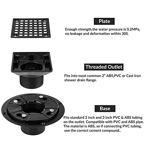Square Design Tilein Floor Shower Drain, ABS Adjustable Shower Drain