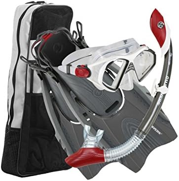 US Divers Admiral Dry Snorkeling Set Large/XL (mens 9-13) Gray/red