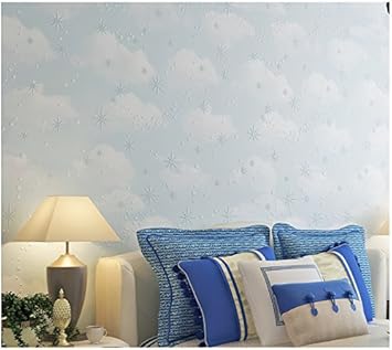 Yosot Sterne Wolken Vliestapeten Kinderzimmer Jungen Madchen Ein Schlafzimmer Ein Wohnzimmer Ein Hintergrundbild Blau Amazon De Baumarkt