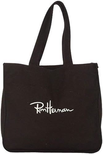 Amazon Ron Hermanロンハーマン トートバッグ キャンバス 帆布 ショルダーバッグ 人気刺繍ロゴ入り セレブ ユニセックス 男女兼用 ブラック シューズ バッグ