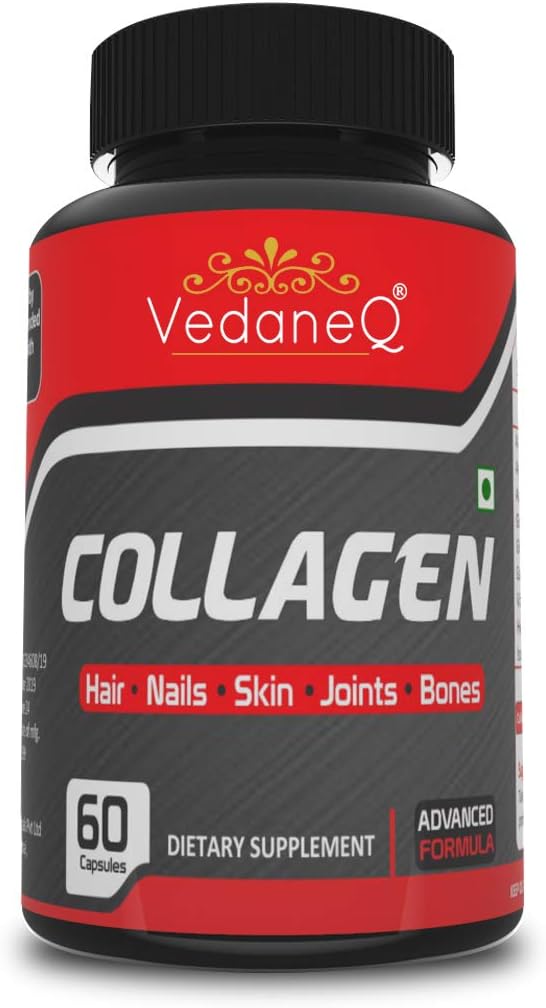 VedaneQ Natural Advanced Collagen Support Formula for Skin, Nails & Hair Vegetarian Collagen capsules Supplement | 60…