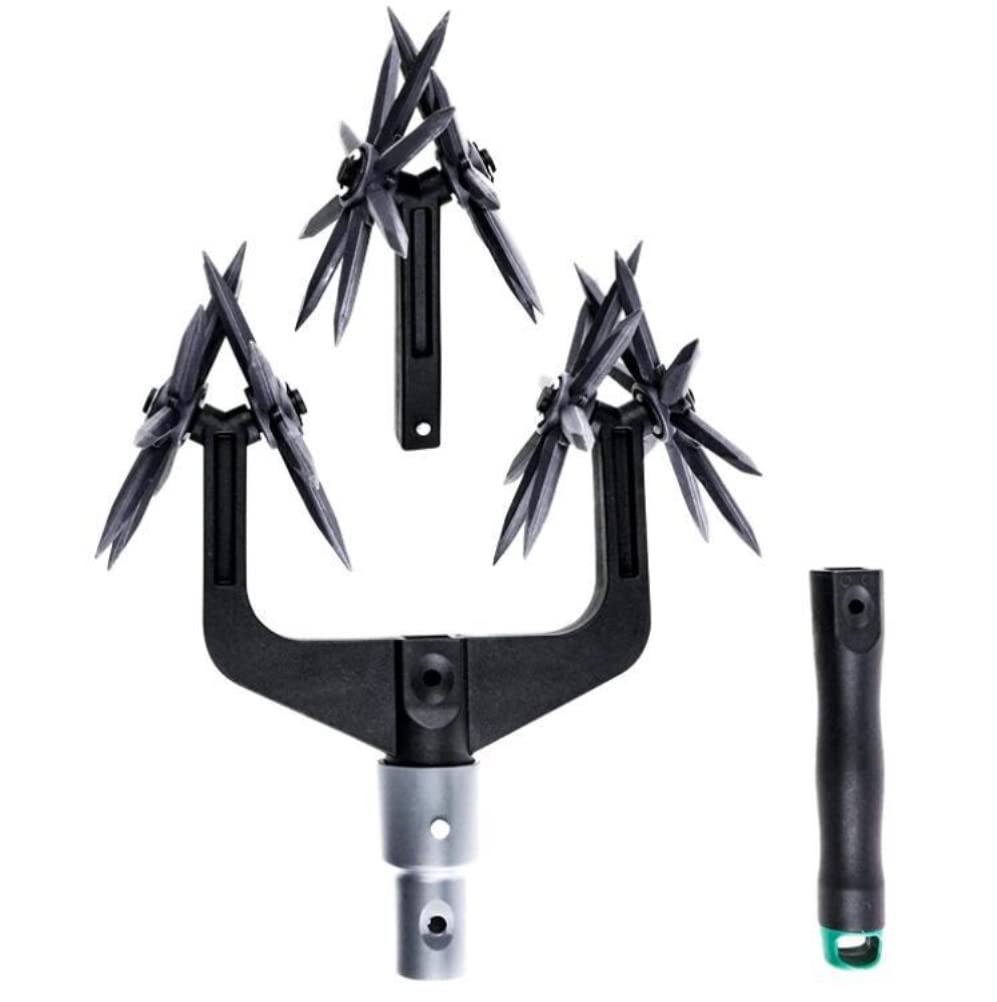 Adjustable Rotary Cultivator and Tiller Set - Garden Hand Tool for Reseeding Grass, Soil Mixing and Aerating Lawn (Black)