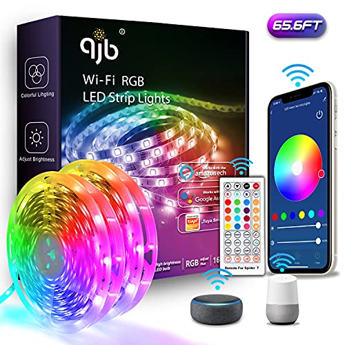 QJB Alexa LED Strip Lights 65.6ft Smart WiFi LED Strip Lights Works