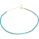 Boho Turquoise Beaded Necklace with Extender Chain Dainty Adjustable Gemstone Choker for Women Summer Beach Accessory