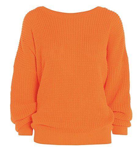 Purl Women's Plain Color Baggy Jumper Neon Orange US 10-12