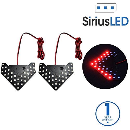 SiriusLED Universal Add On Item Sequential Flashing 33 SMD Arrow LED Lights Bulbs for Side Mirror Turn Signals Rear View Mirror Indicator Red